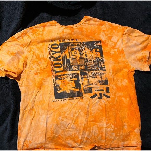 orange tie dye graphic tee
